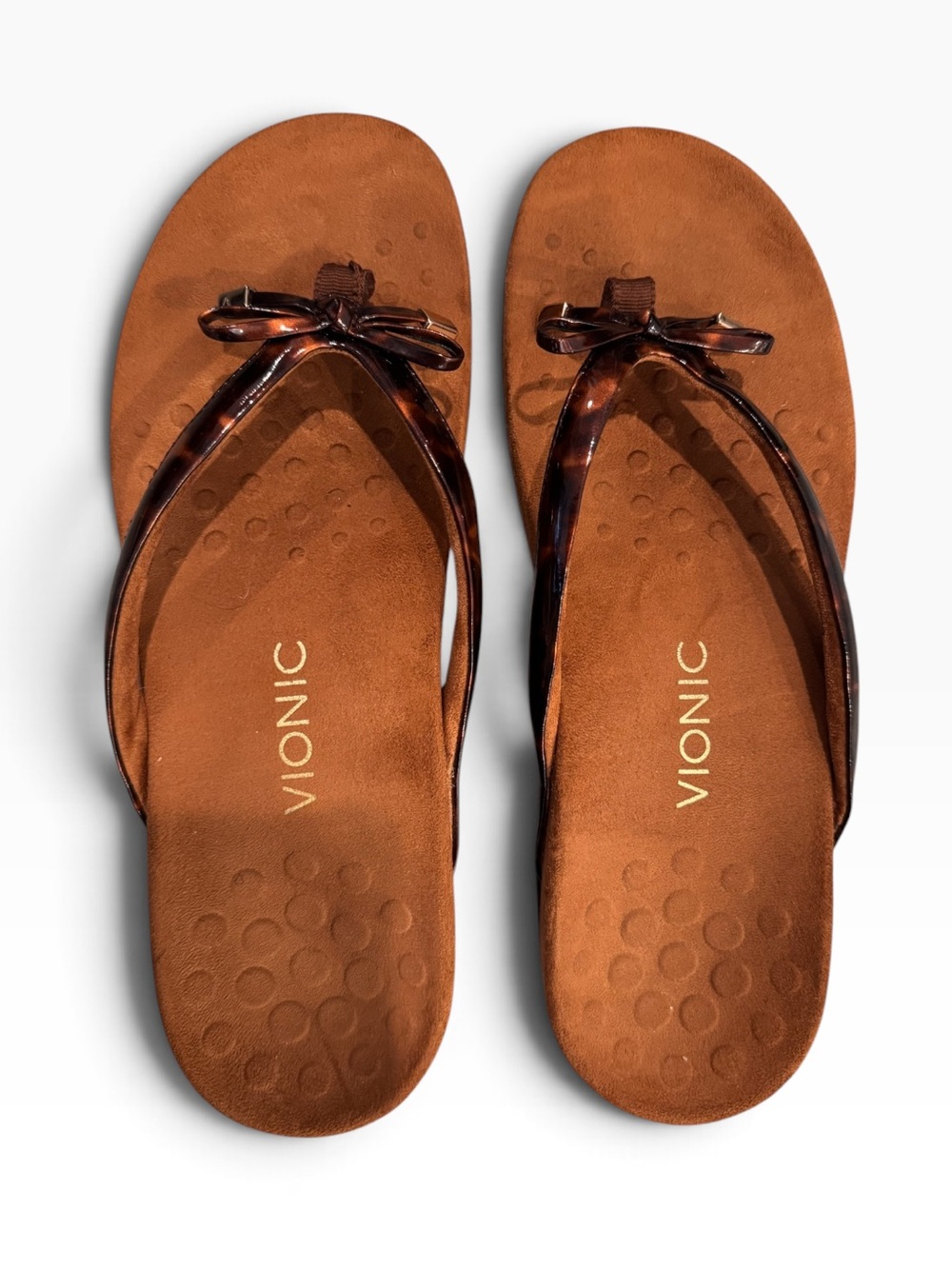 Vionic Women's Brown Bow Flip Flop Sandals 9.5